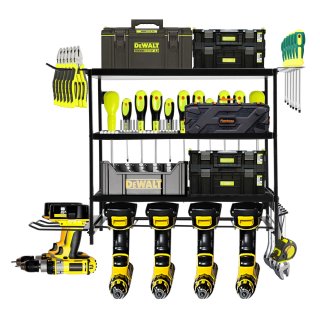 OUTMASTER Heavy Duty Garage Tool Organizer 4 Tiers with 5 Drill Bit Holders, Wall Mounted, 150 lbs Capacity OUTMASTER Heavy Duty Garage Tool Organizer 4 Tiers with 5 Drill Bit Holders, Wall Mounted, 150 lbs Capacity