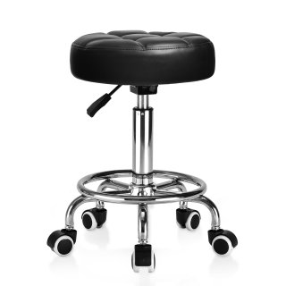 OUTMASTER Rolling Stool with Footrest PU Leather Height Adjustable for Home Salon Shop (Black) OUTMASTER Rolling Stool with Footrest PU Leather Height Adjustable for Home Salon Shop (Black)