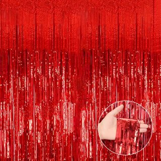 OUTMASTER Red Foil Fringe Curtain - 3.3'x9.8' (1PC), Shiny Holistic Party Decor for Wall/Door OUTMASTER Red Foil Fringe Curtain - 3.3'x9.8' (1PC), Shiny Holistic Party Decor for Wall/Door